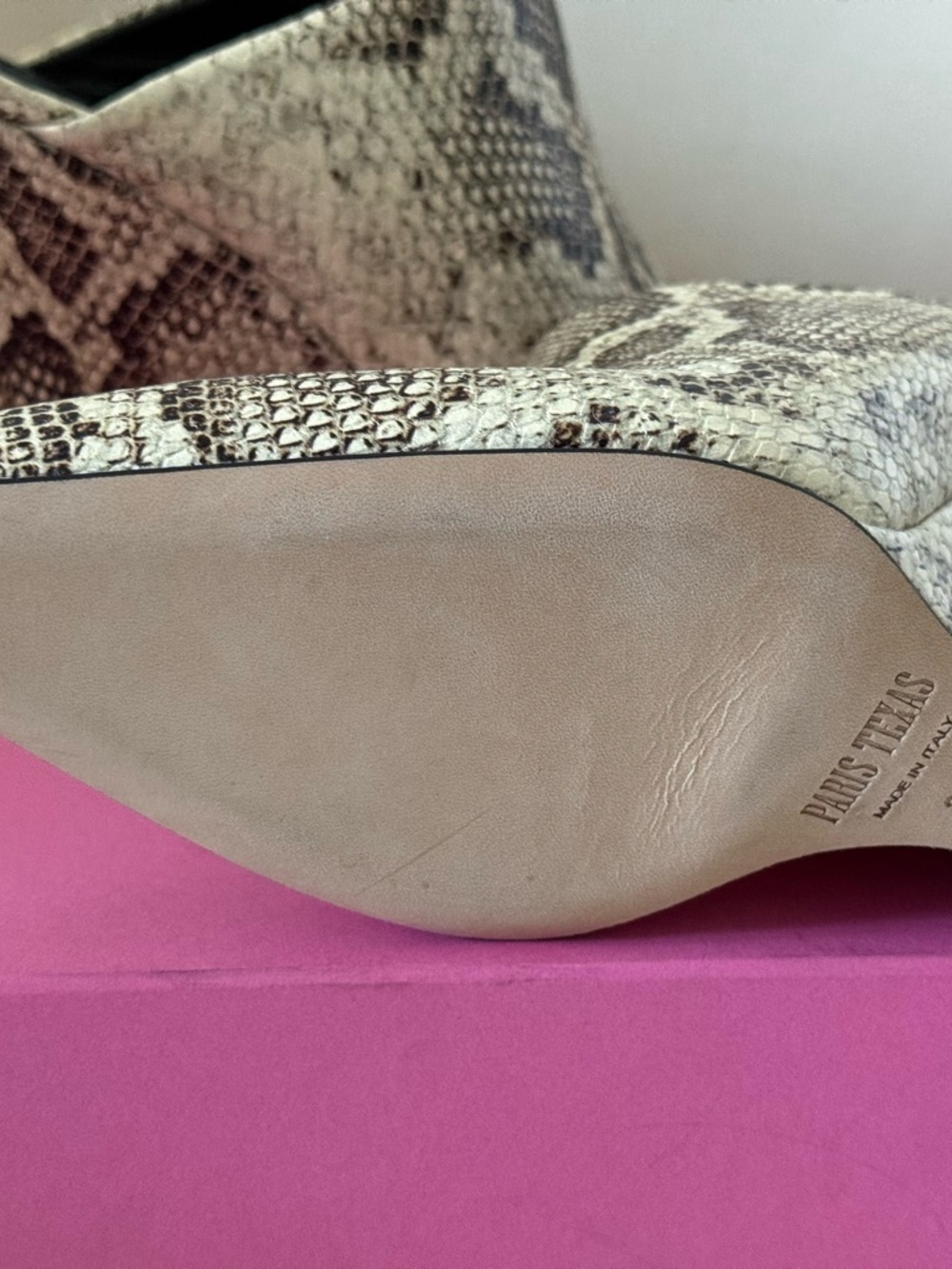 Paris Texas Snake-Print Slip-On Mules in Ivory and Black - Picture 4 of 4